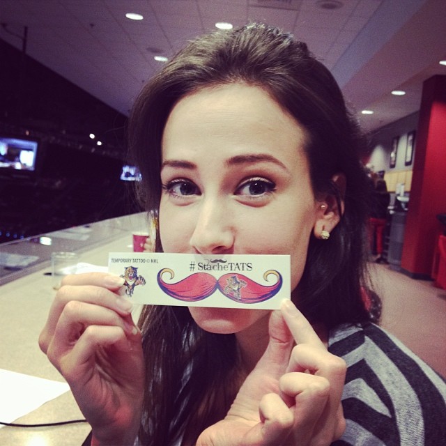 Paige repping her #FlaPanthers temporary mustache tattoo.